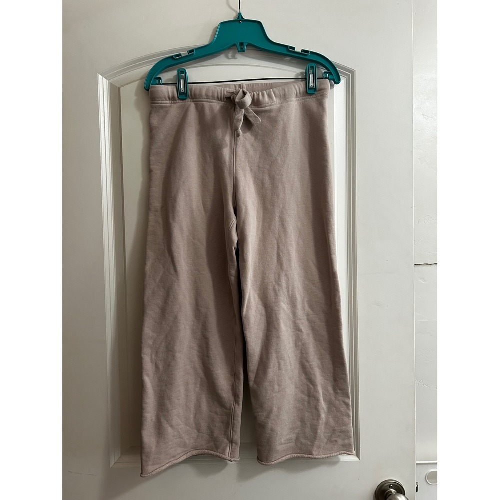 Frank & Eileen Tee Lab Wide Leg Cropped Sweatpants Taupe Cotton XS LAB634TF